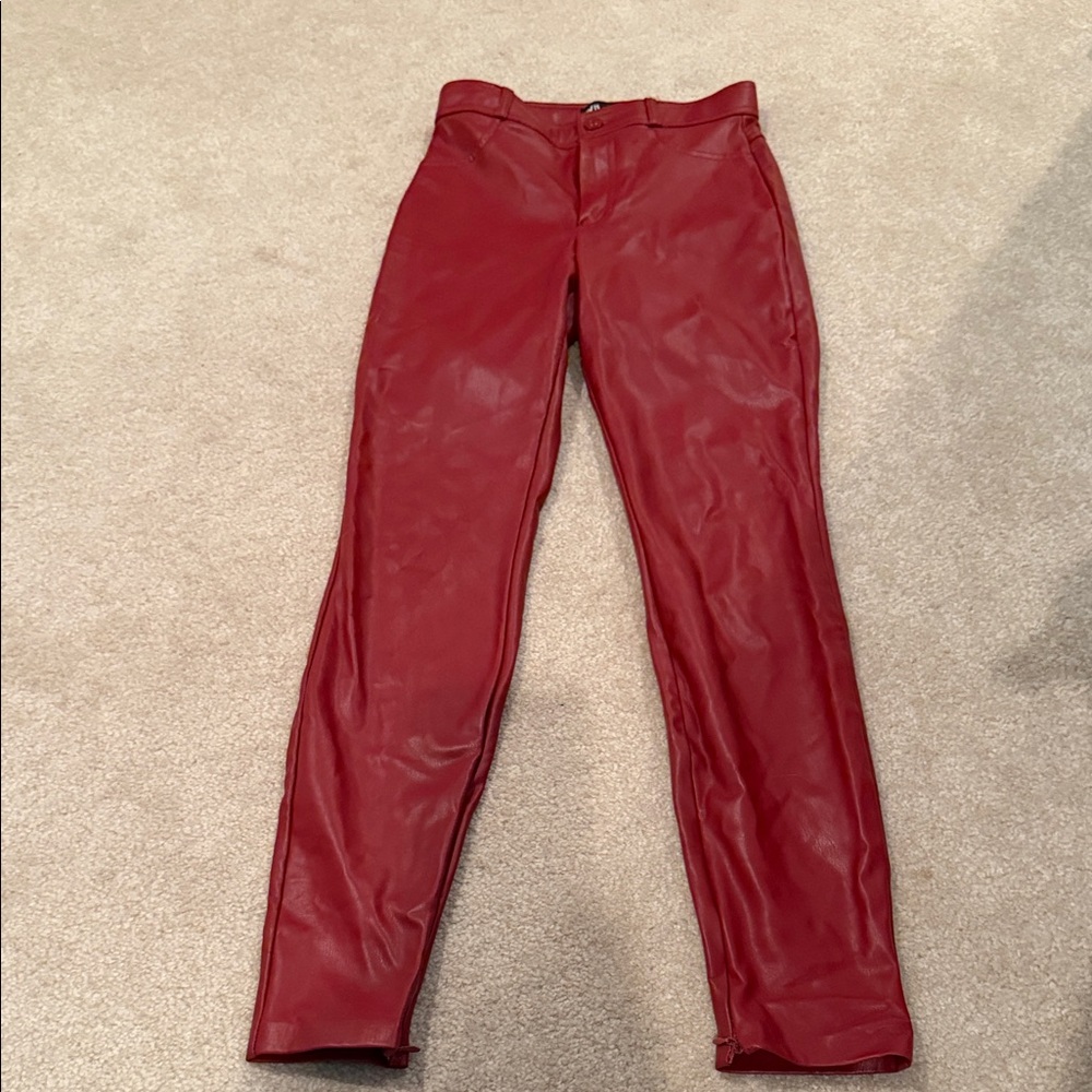 Zara burgundy faux leather pants